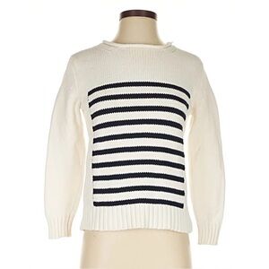 J. Crew Blue and Cream Rollneck Swester
